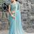 turquoise woven design beads and stones satin saree