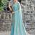turquoise woven design beads and stones satin saree