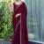 maroon woven design embroidered satin saree