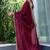maroon woven design embroidered satin saree