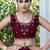 maroon woven design embroidered satin saree