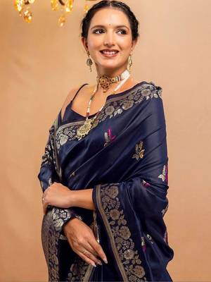 navy_blue woven design zari art silk handloom saree 5
