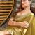 olive woven design embroidered satin saree