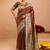 brown ethnic motifs zari art silk heavy work saree
