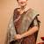 brown ethnic motifs zari art silk heavy work saree