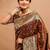 brown ethnic motifs zari art silk heavy work saree