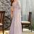 lavender woven design beads and stones satin saree