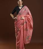 pink woven design zari muga saree