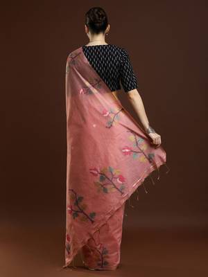 pink woven design zari muga saree 3
