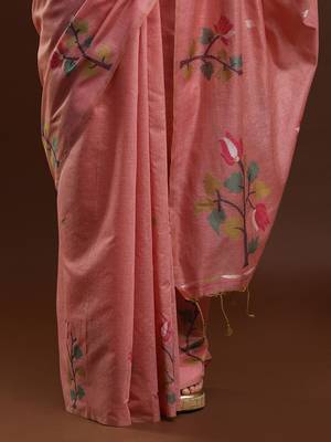 pink woven design zari muga saree 5