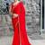 red woven design embroidered satin saree