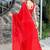 red woven design embroidered satin saree