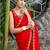 red woven design embroidered satin saree