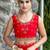 red woven design embroidered satin saree