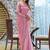 pink beads and stones satin saree
