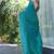 teal woven design embroidered satin saree