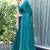 teal woven design embroidered satin saree