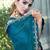 teal woven design embroidered satin saree