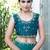 teal woven design embroidered satin saree