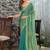 teal woven design embroidered satin saree