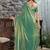 teal woven design embroidered satin saree