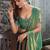 teal woven design embroidered satin saree