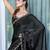black woven design embroidered satin saree