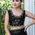 black woven design embroidered satin saree