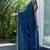 teal woven design beads and stones satin saree