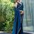 teal woven design beads and stones satin saree