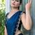 teal woven design beads and stones satin saree