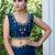 teal woven design beads and stones satin saree