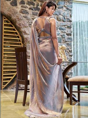 blue woven design embroidered satin saree 5