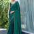 green woven design beads and stones satin saree