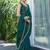 green woven design beads and stones satin saree