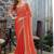 rust woven design embroidered satin saree