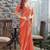 rust woven design embroidered satin saree