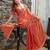 rust woven design embroidered satin saree