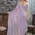 lavender woven design beads and stones satin saree