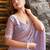 lavender woven design beads and stones satin saree