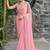 pink woven design beads and stones satin saree