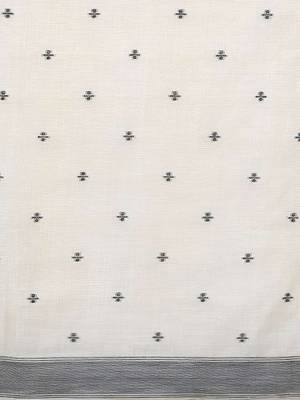 off_white floral printed Cotton saree with blouse  4
