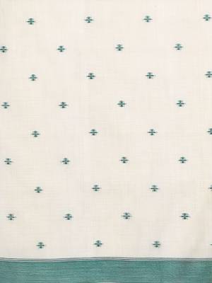 off_white floral printed cotton saree with Blouse 4