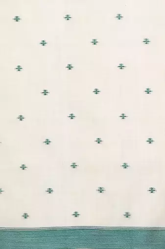 off_white floral printed cotton saree with Blouse