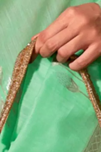sea_green woven design zari poly linen banarasi saree