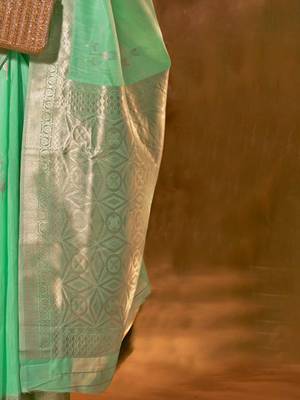 sea_green woven design zari poly linen banarasi saree 5