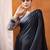 black modal ajrak block satin sareewith blouse piece