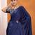 navy_blue modal ajrak block satin designer sareewith blouse piece