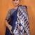 navy_blue modal ajrak block satin designer sareewith blouse piece