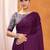 purple modal ajrak block satin designer sareewith blouse piece